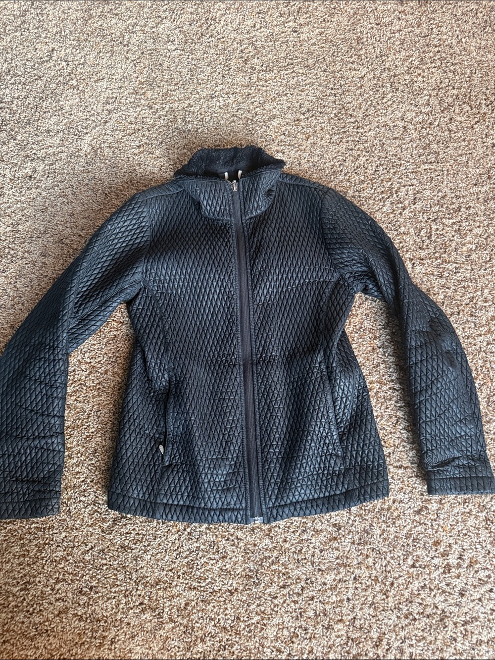 Women's Quilted Columbia Black Zip-Front Jacket